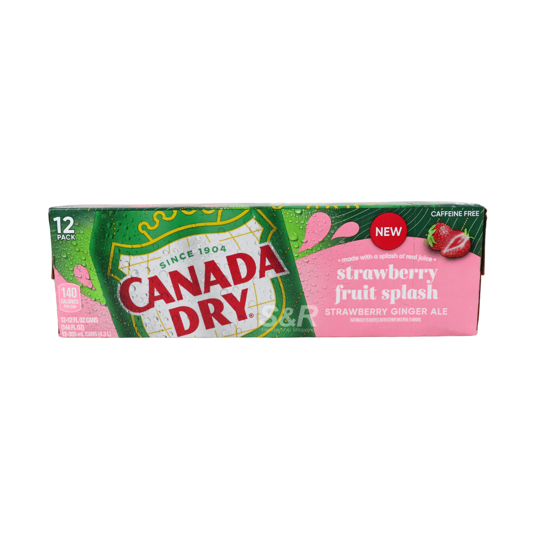 Canada Dry Strawberry Fruit Splash Ginger Ale 12 x 355mL